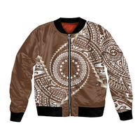Cook Islands Gospel Day Bomber Jacket Brown Tribal Curves LT05 Unisex Brown - Polynesian Pride