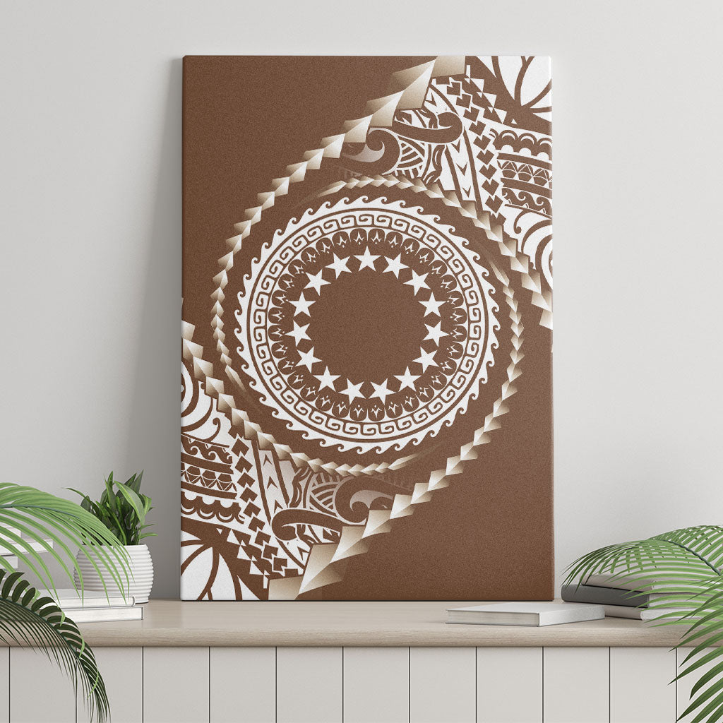 Cook Islands Gospel Day Canvas Wall Art Brown Tribal Curves LT05 - Polynesian Pride