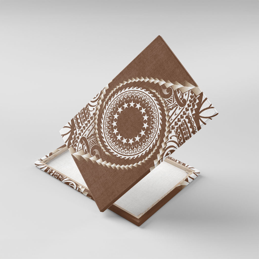 Cook Islands Gospel Day Canvas Wall Art Brown Tribal Curves LT05 With Frame Brown - Polynesian Pride