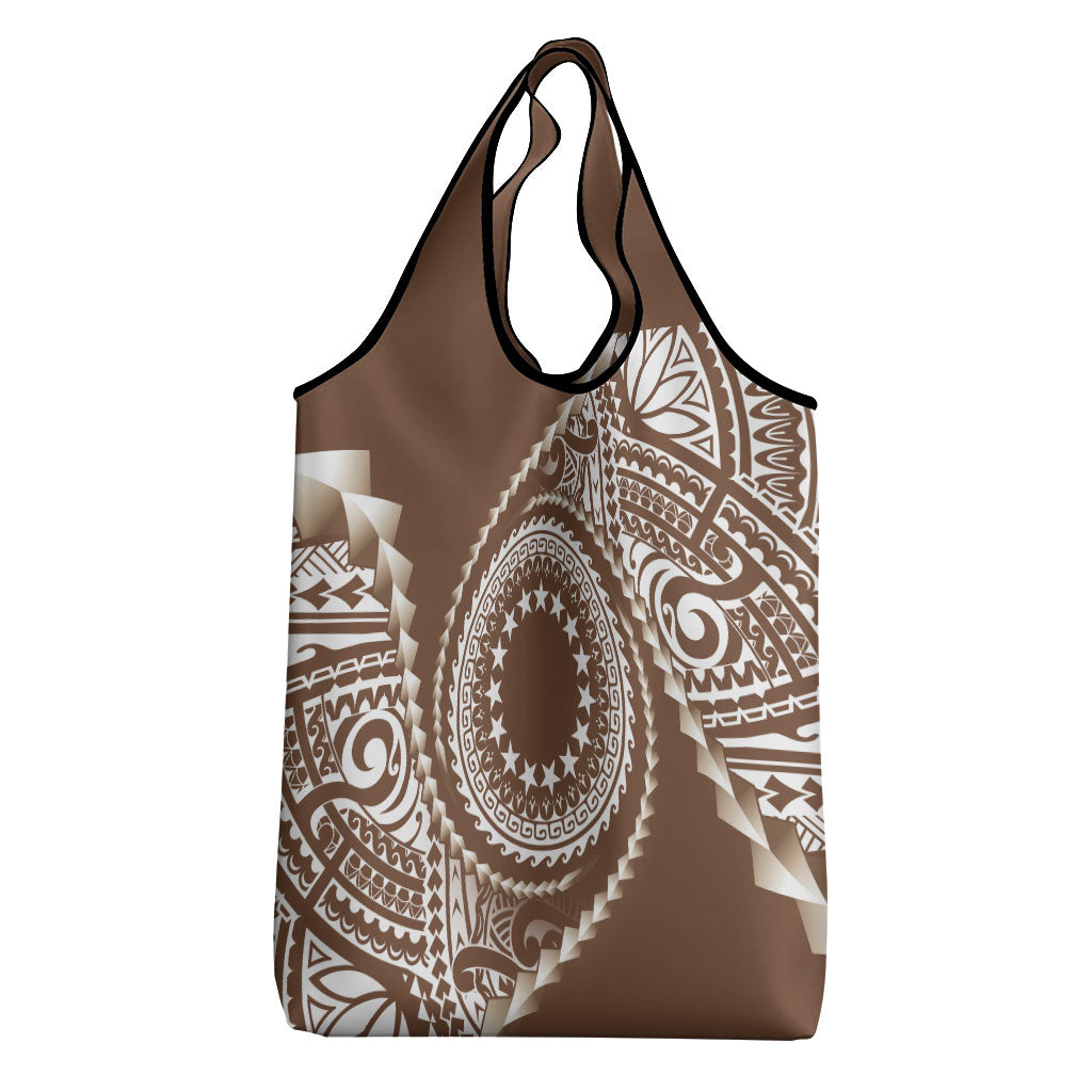 Cook Islands Gospel Day Grocery Bag Brown Tribal Curves LT05 - Polynesian Pride