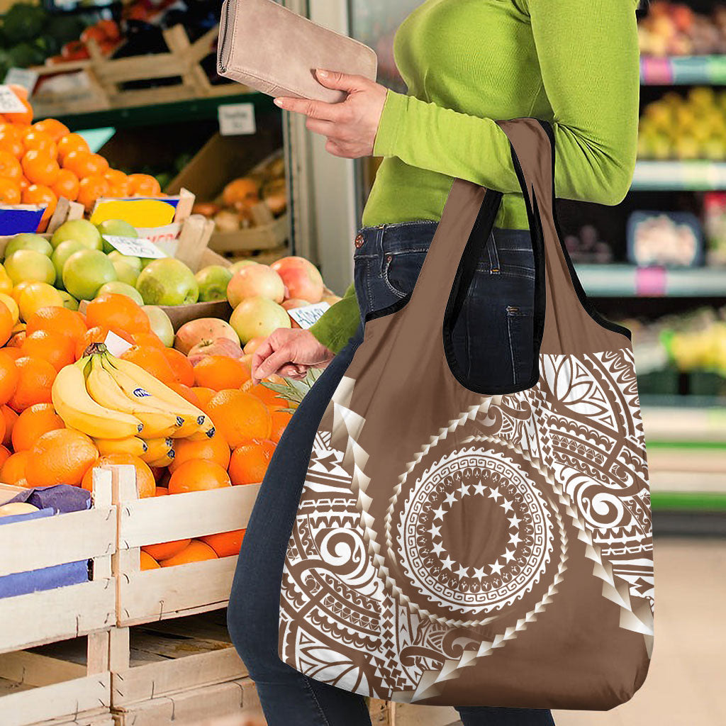 Cook Islands Gospel Day Grocery Bag Brown Tribal Curves LT05 - Polynesian Pride