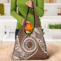 Cook Islands Gospel Day Grocery Bag Brown Tribal Curves LT05 - Polynesian Pride