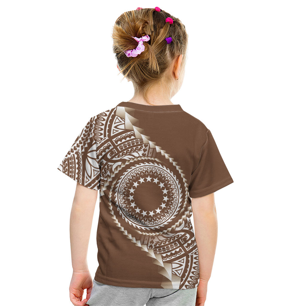 Cook Islands Gospel Day Kid T Shirt Brown Tribal Curves LT05 - Polynesian Pride