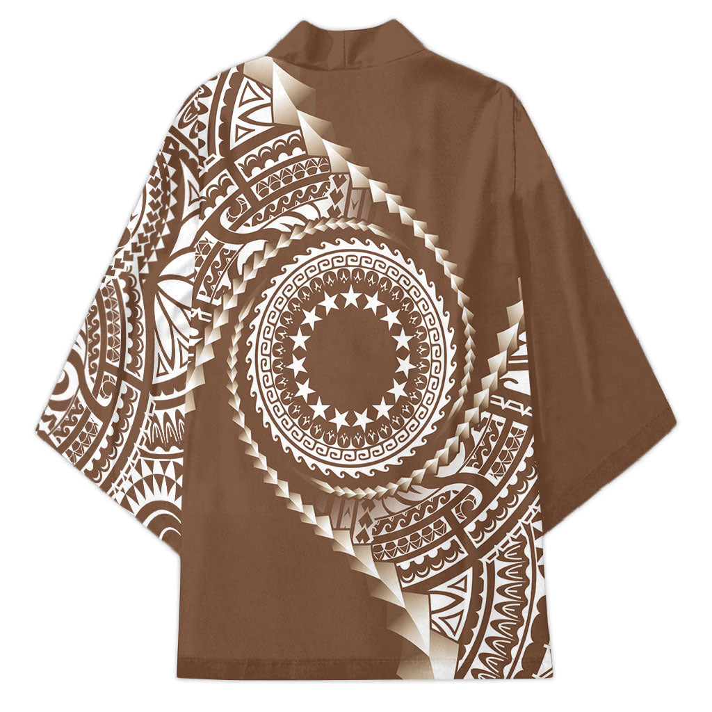 Cook Islands Gospel Day Kimono Brown Tribal Curves LT05 - Polynesian Pride