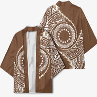 Cook Islands Gospel Day Kimono Brown Tribal Curves LT05 - Polynesian Pride