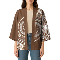Cook Islands Gospel Day Kimono Brown Tribal Curves LT05 - Polynesian Pride