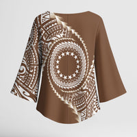 Cook Islands Gospel Day Kimono Sleeve Blouse Brown Tribal Curves LT05 - Polynesian Pride