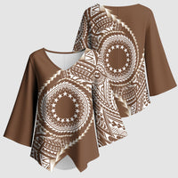 Cook Islands Gospel Day Kimono Sleeve Blouse Brown Tribal Curves LT05 - Polynesian Pride