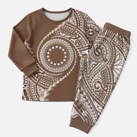 Cook Islands Gospel Day Christmas Pajama Set Brown Tribal Curves LT05 Men Brown - Polynesian Pride