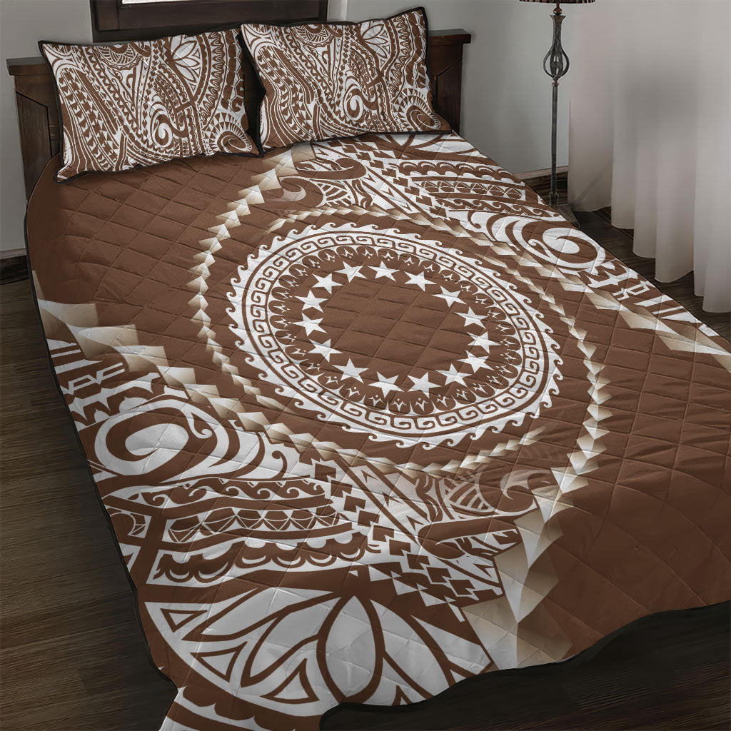 Cook Islands Gospel Day Quilt Bed Set Brown Tribal Curves LT05 Brown - Polynesian Pride