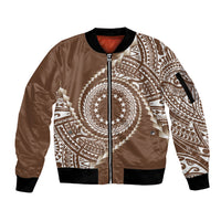 Cook Islands Gospel Day Sleeve Zip Bomber Jacket Brown Tribal Curves LT05 Unisex Brown - Polynesian Pride