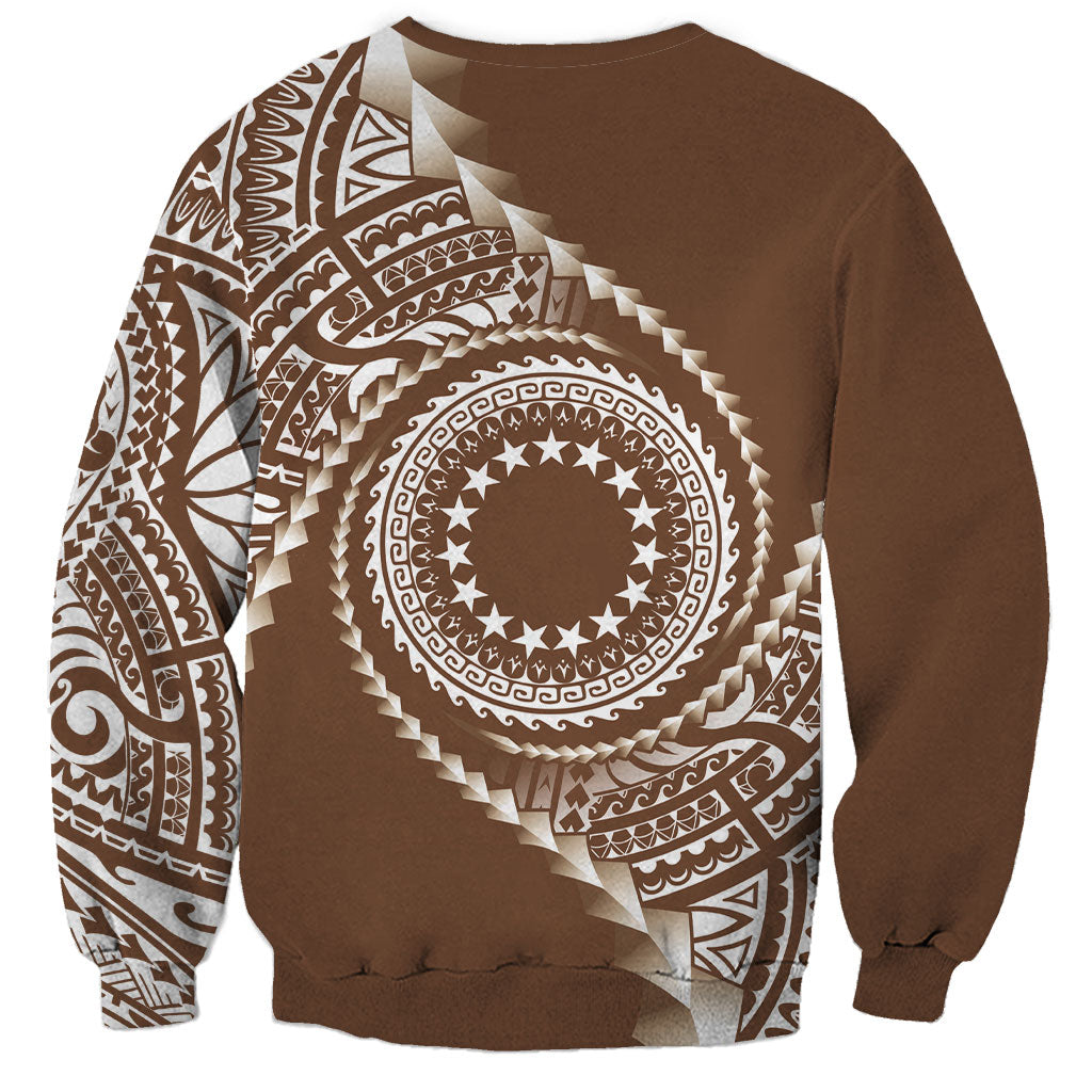 Cook Islands Gospel Day Sweatshirt Brown Tribal Curves LT05 - Polynesian Pride