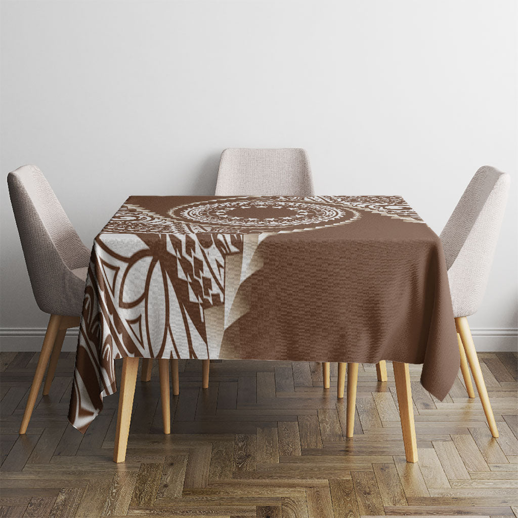 Cook Islands Gospel Day Tablecloth Brown Tribal Curves LT05 - Polynesian Pride