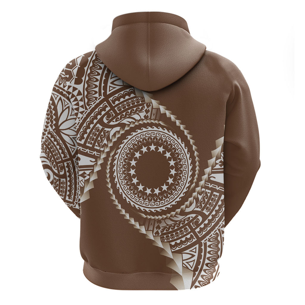 Cook Islands Gospel Day Zip Hoodie Brown Tribal Curves LT05 - Polynesian Pride