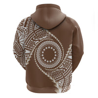 Cook Islands Gospel Day Zip Hoodie Brown Tribal Curves LT05 - Polynesian Pride