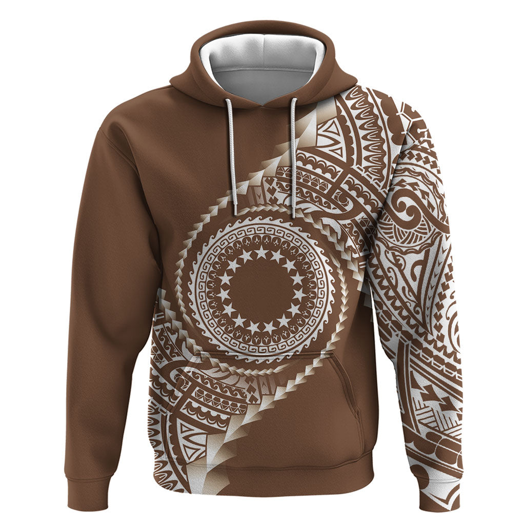 Cook Islands Gospel Day Zip Hoodie Brown Tribal Curves LT05 Pullover Hoodie Brown - Polynesian Pride