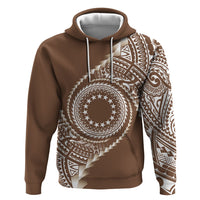 Cook Islands Gospel Day Zip Hoodie Brown Tribal Curves LT05 Pullover Hoodie Brown - Polynesian Pride