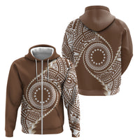 Cook Islands Gospel Day Zip Hoodie Brown Tribal Curves LT05 - Polynesian Pride