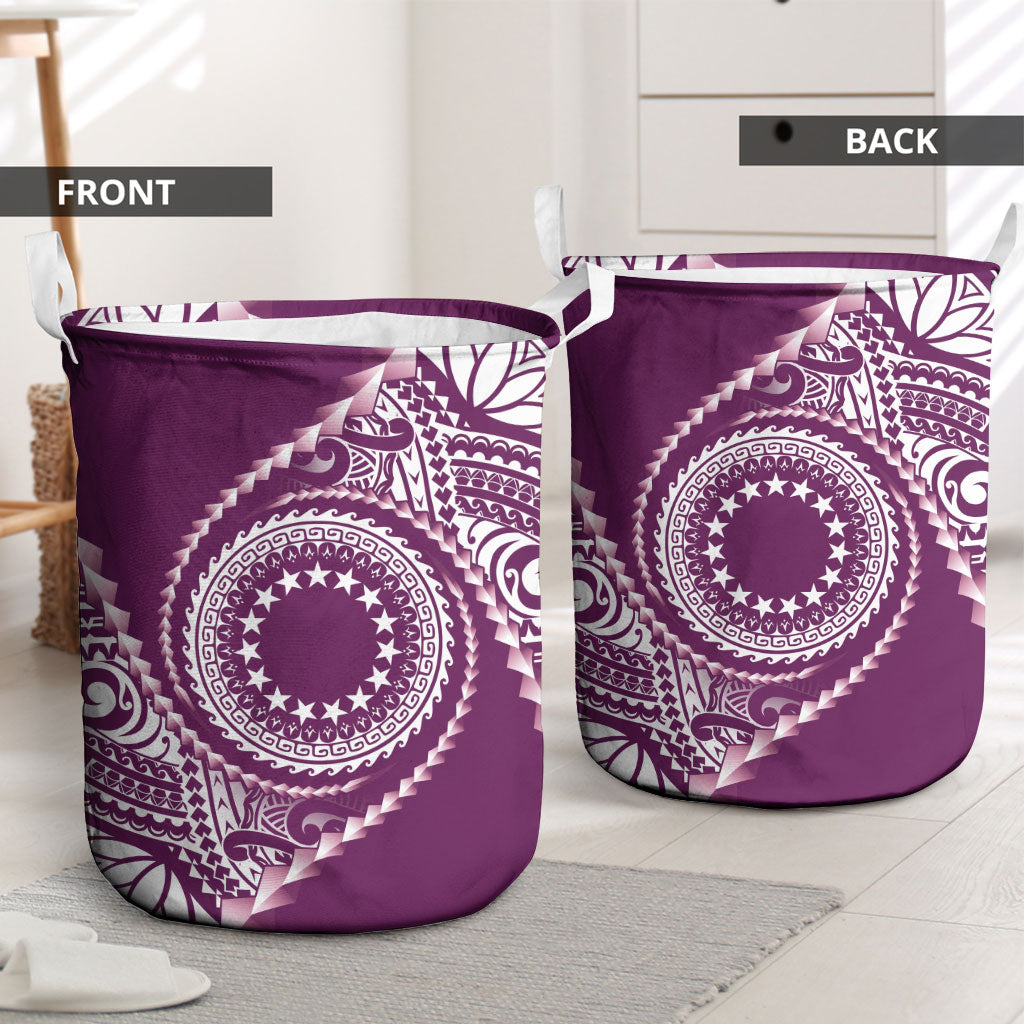 Cook Islands Gospel Day Laundry Basket Maroon Tribal Curves LT05 - Polynesian Pride