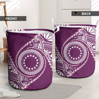 Cook Islands Gospel Day Laundry Basket Maroon Tribal Curves LT05 - Polynesian Pride