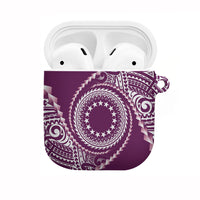 Cook Islands Gospel Day AirPods Case Maroon Tribal Curves LT05 Maroon - Polynesian Pride