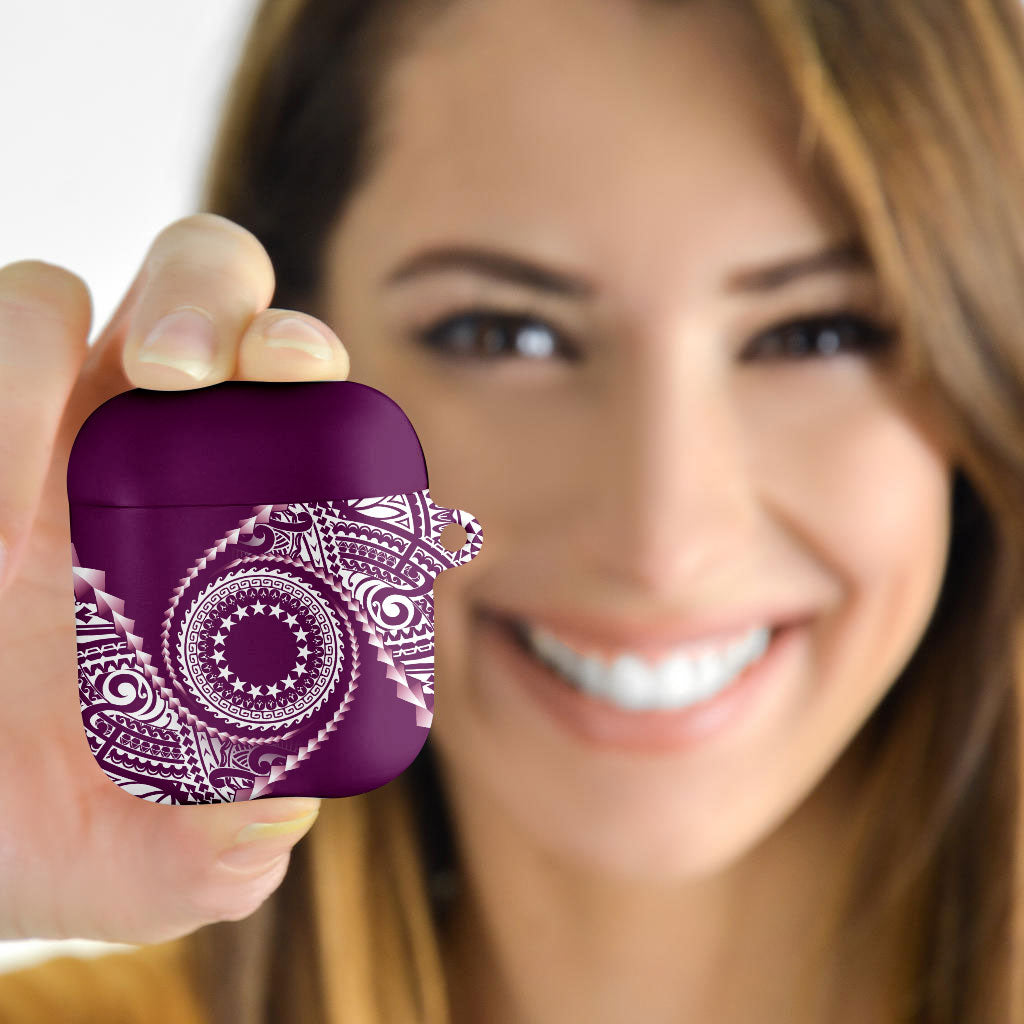 Cook Islands Gospel Day AirPods Case Maroon Tribal Curves LT05 - Polynesian Pride