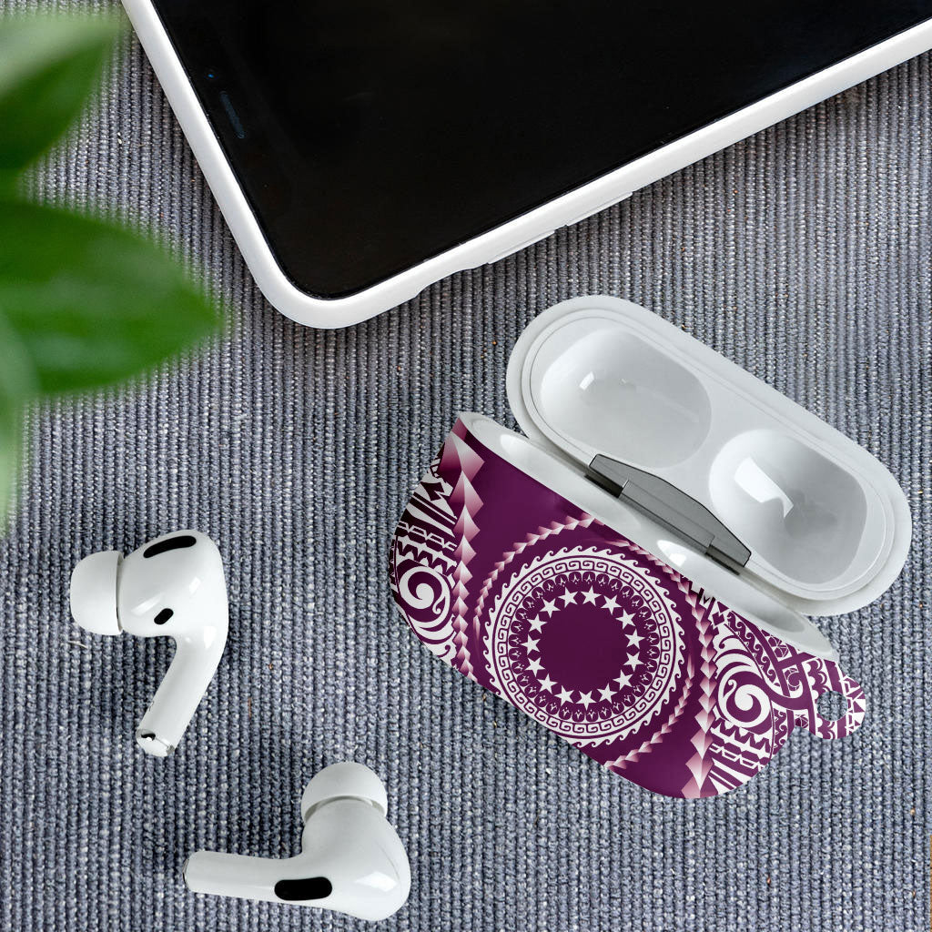 Cook Islands Gospel Day AirPods Case Maroon Tribal Curves LT05 - Polynesian Pride