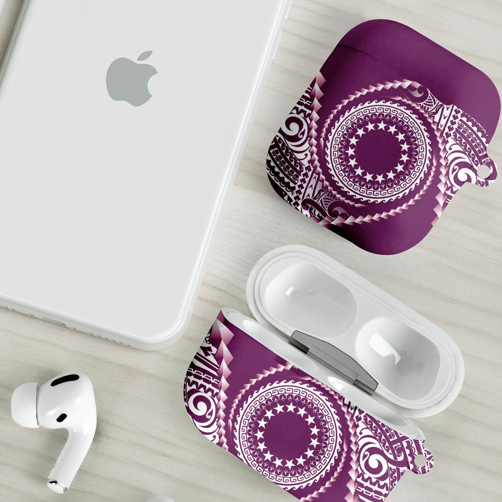 Cook Islands Gospel Day AirPods Case Maroon Tribal Curves LT05 - Polynesian Pride