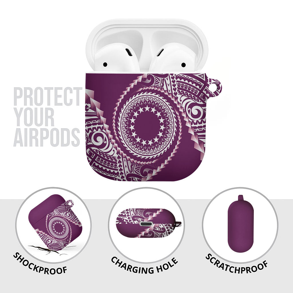 Cook Islands Gospel Day AirPods Case Maroon Tribal Curves LT05 - Polynesian Pride