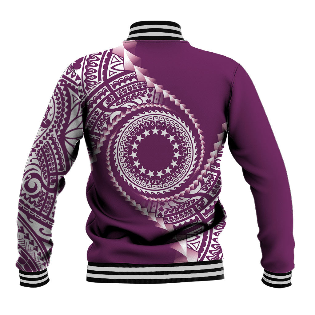 Cook Islands Gospel Day Baseball Jacket Maroon Tribal Curves LT05 - Polynesian Pride