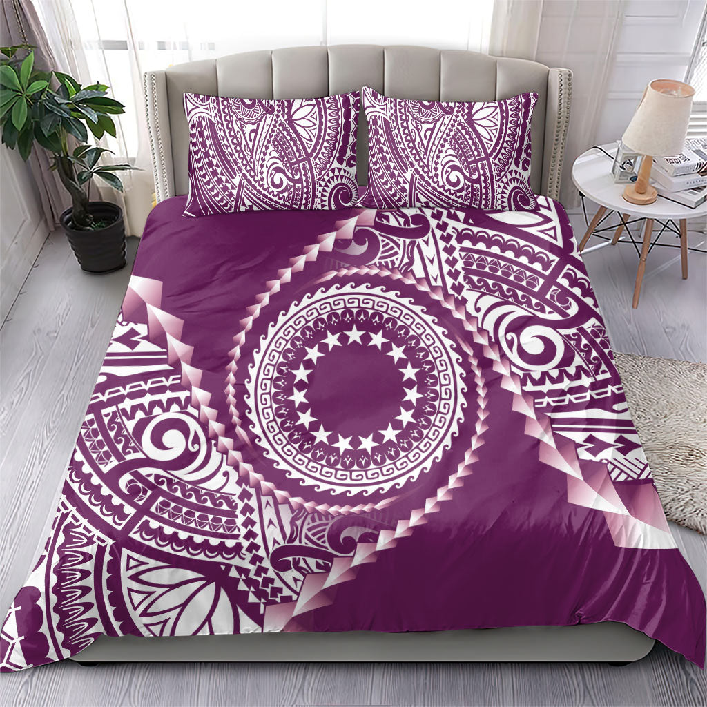 Cook Islands Gospel Day Bedding Set Maroon Tribal Curves LT05 - Polynesian Pride