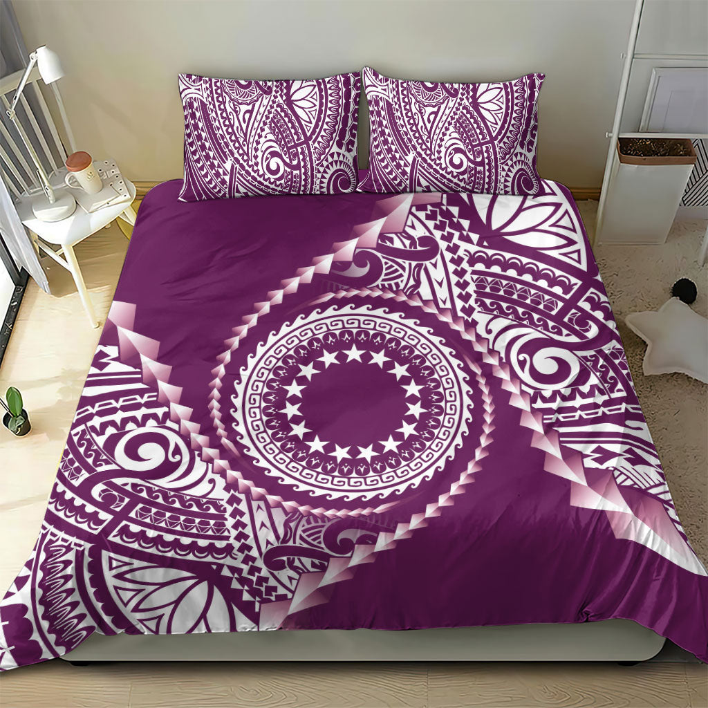 Cook Islands Gospel Day Bedding Set Maroon Tribal Curves LT05 - Polynesian Pride