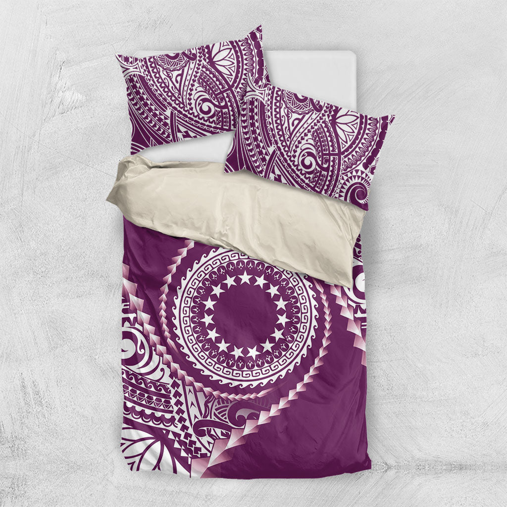 Cook Islands Gospel Day Bedding Set Maroon Tribal Curves LT05 US Twin 172cm x 218cm Maroon - Polynesian Pride