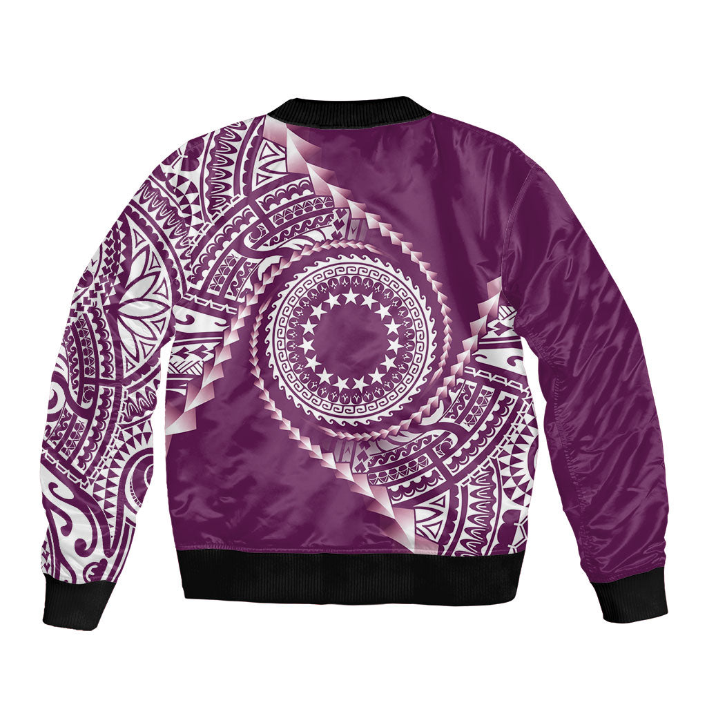 Cook Islands Gospel Day Bomber Jacket Maroon Tribal Curves LT05 - Polynesian Pride