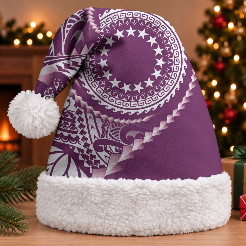 Cook Islands Gospel Day Christmas Santa Hat Maroon Tribal Curves
