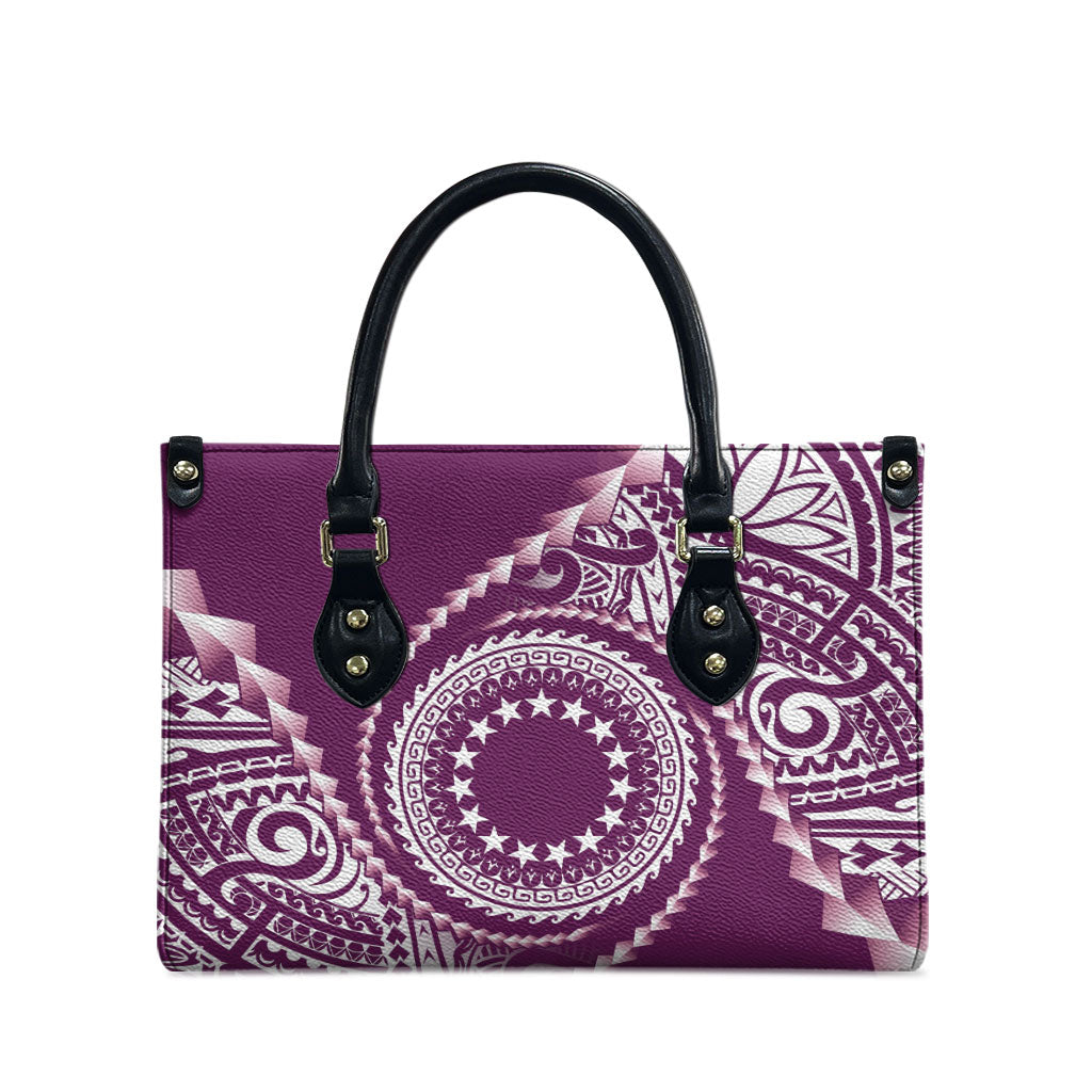 Cook Islands Gospel Day Leather Bag Maroon Tribal Curves LT05 - Polynesian Pride