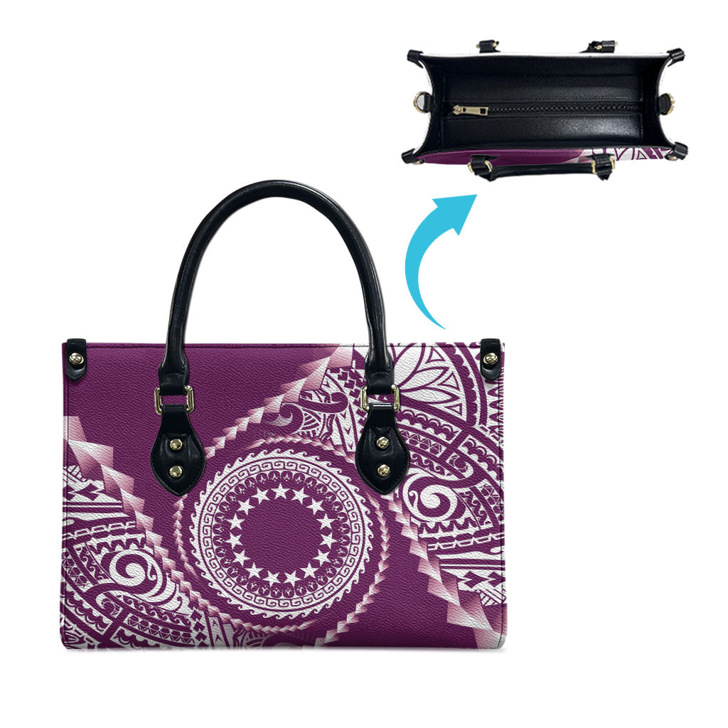 Cook Islands Gospel Day Leather Bag Maroon Tribal Curves LT05 - Polynesian Pride