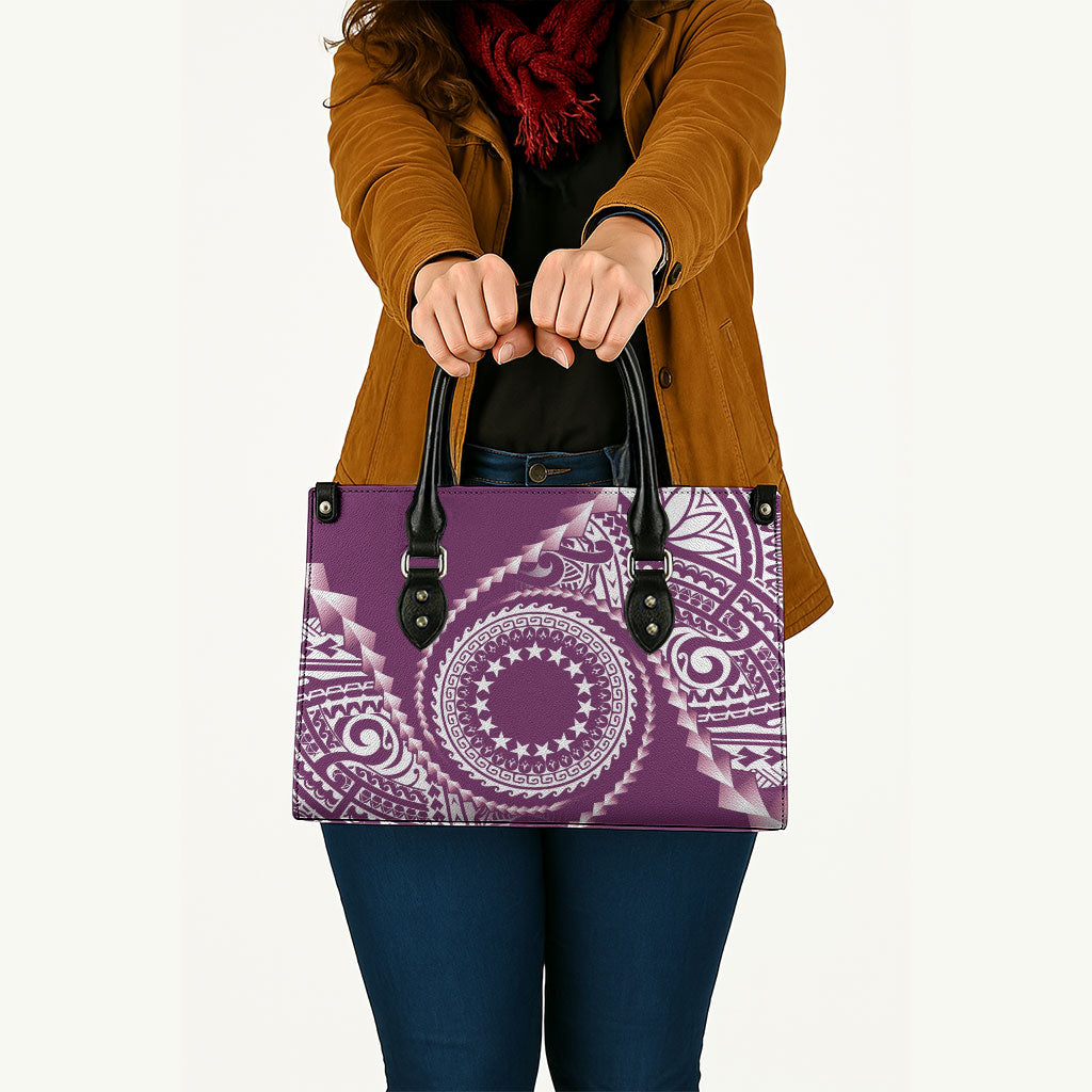 Cook Islands Gospel Day Leather Bag Maroon Tribal Curves LT05 - Polynesian Pride