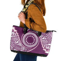 Cook Islands Gospel Day Leather Tote Bag Maroon Tribal Curves LT05 Maroon - Polynesian Pride