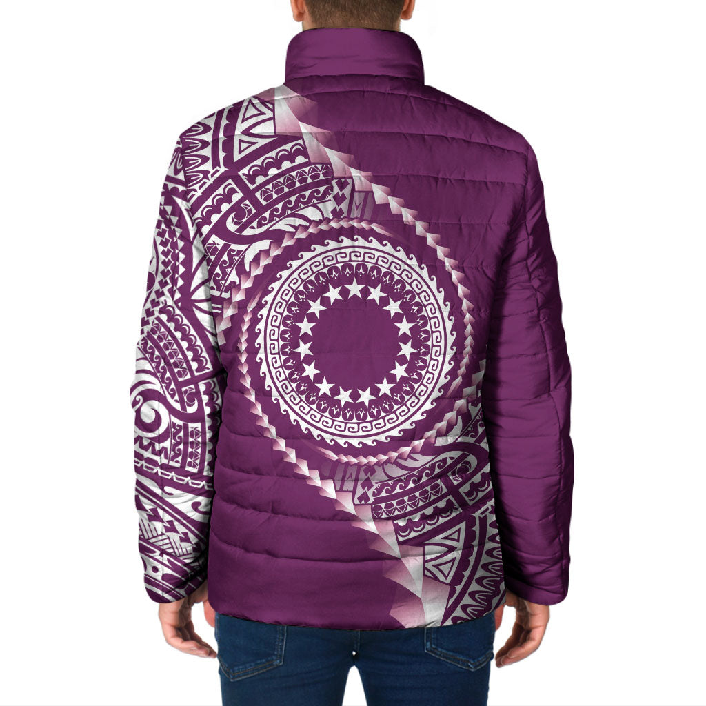 Cook Islands Gospel Day Padded Jacket Maroon Tribal Curves LT05 - Polynesian Pride