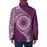Cook Islands Gospel Day Padded Jacket Maroon Tribal Curves LT05 - Polynesian Pride