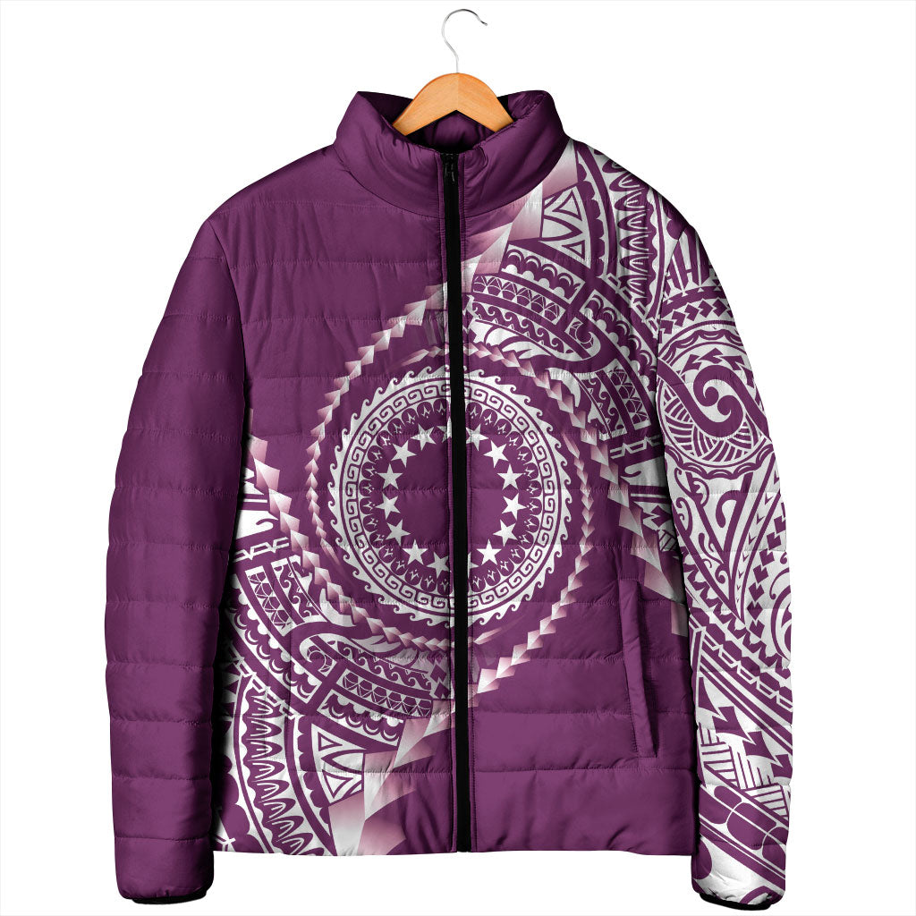 Cook Islands Gospel Day Padded Jacket Maroon Tribal Curves LT05 - Polynesian Pride