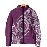 Cook Islands Gospel Day Padded Jacket Maroon Tribal Curves LT05 - Polynesian Pride