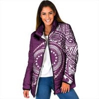 Cook Islands Gospel Day Padded Jacket Maroon Tribal Curves LT05 Women Maroon - Polynesian Pride