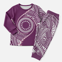 Cook Islands Gospel Day Christmas Pajama Set Maroon Tribal Curves LT05 Men Maroon - Polynesian Pride