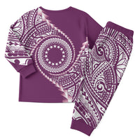 Cook Islands Gospel Day Christmas Pajama Set Maroon Tribal Curves LT05 - Polynesian Pride