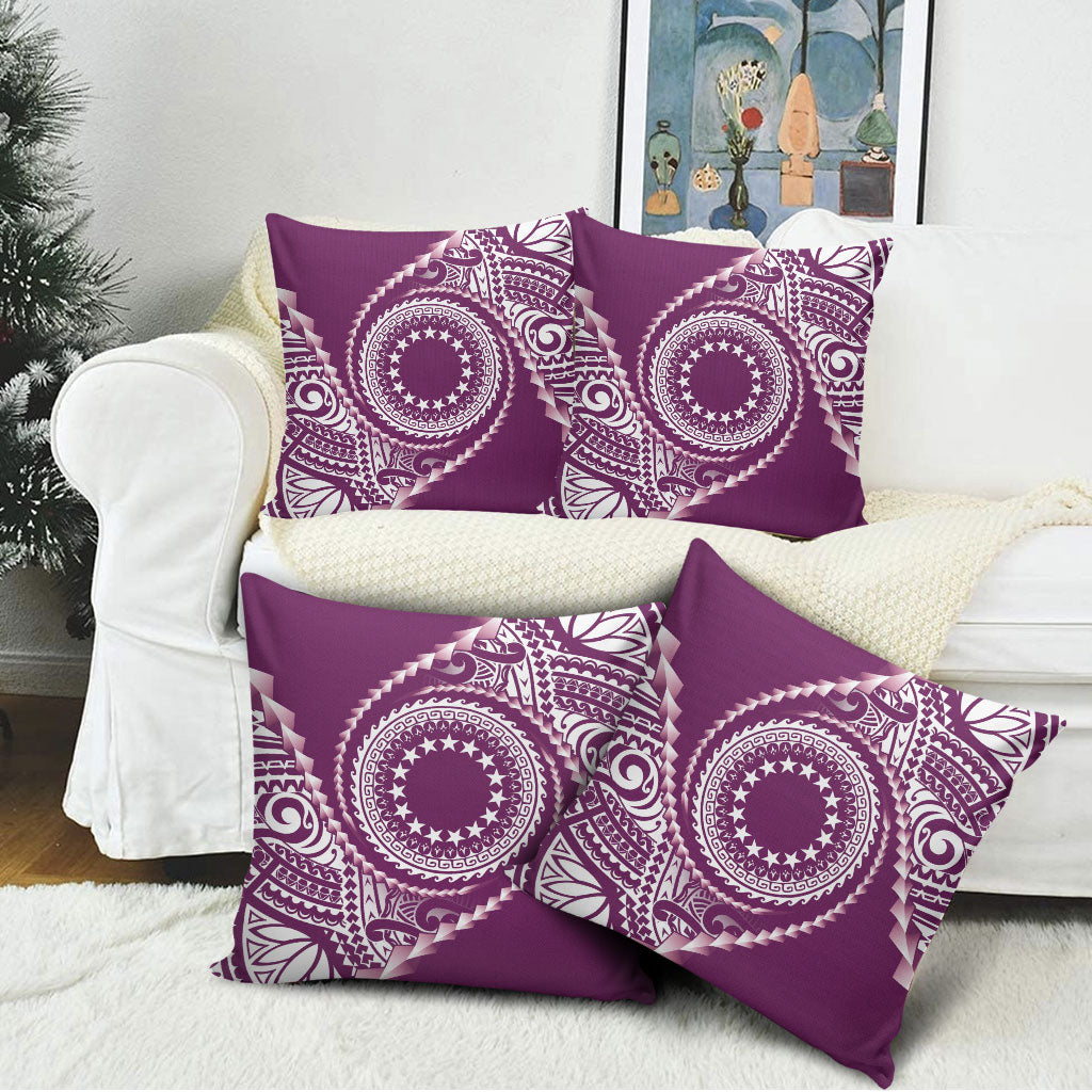 Cook Islands Gospel Day Pillow Cover Maroon Tribal Curves LT05 - Polynesian Pride