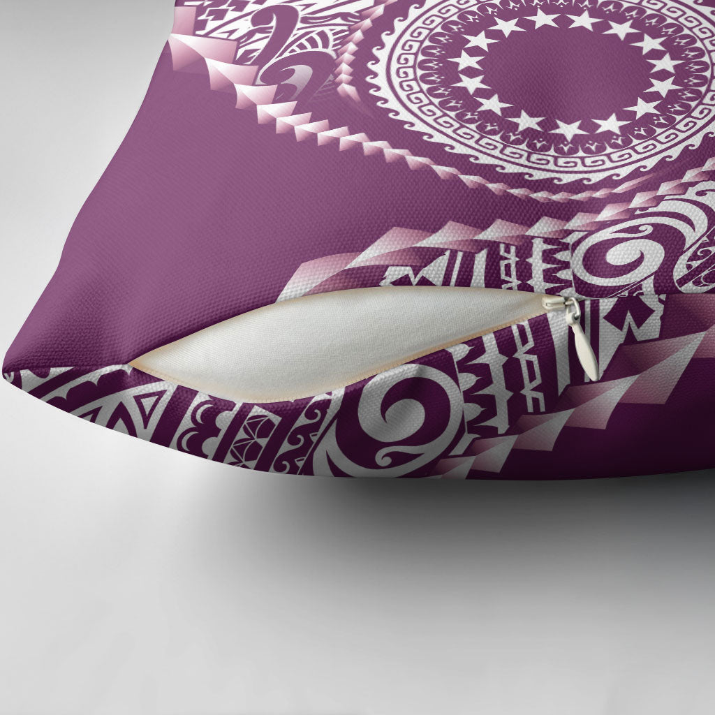Cook Islands Gospel Day Pillow Cover Maroon Tribal Curves LT05 - Polynesian Pride