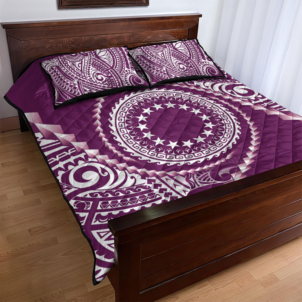 Cook Islands Gospel Day Quilt Bed Set Maroon Tribal Curves LT05 - Polynesian Pride