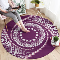 Cook Islands Gospel Day Round Carpet Maroon Tribal Curves LT05 - Polynesian Pride